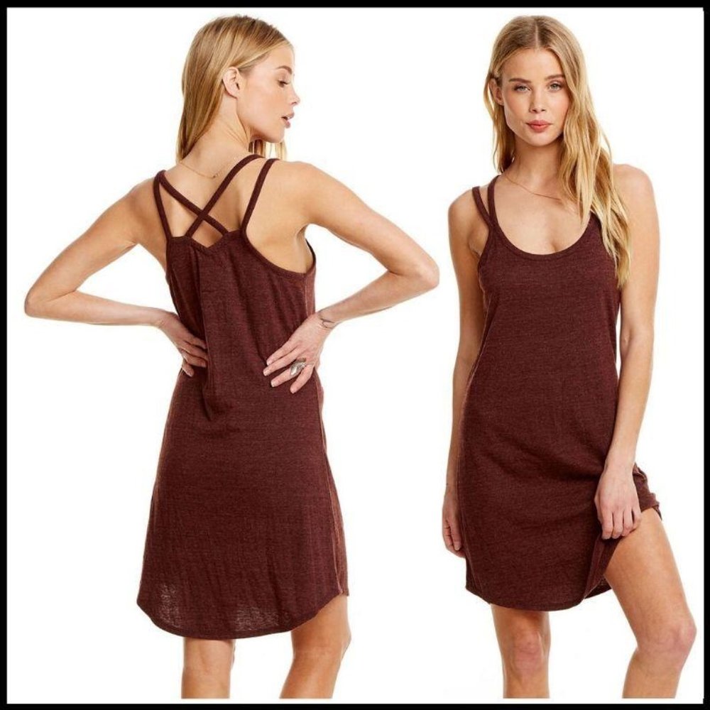 NWT CHASER Triblend Jersey Strappy XBack Dress, M - Picture 1 of 6